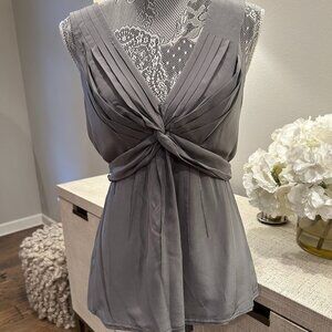 BCBGMaxazria Silk Woven Top in Gray